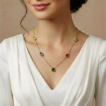 Multi-Color Teardrop Stone Station Necklace – Anti Tarnish