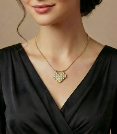 Geometric Crystal Pendant Necklace – Anti Tarnish