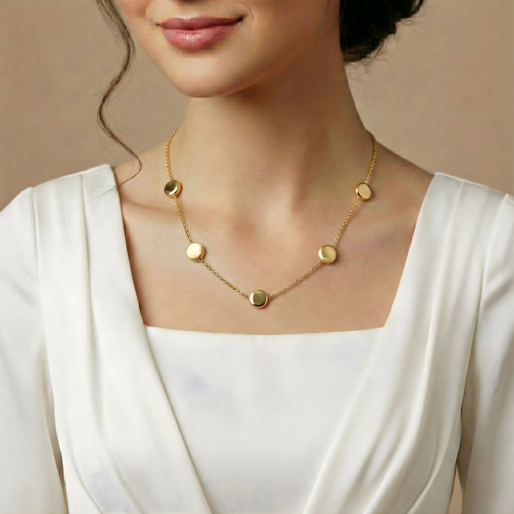 Gold Disc Station Necklace for Women – Anti Tarnish