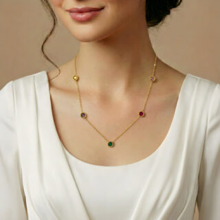 Multi-Color Stone Station Necklace – Anti Tarnish