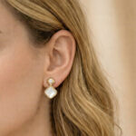 Elegant White Stone Drop Earrings – Anti Tarnish