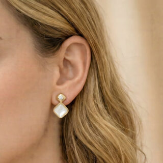 Elegant White Stone Drop Earrings – Anti Tarnish