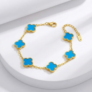 Blue Clover Charm Bracelet – Anti Tarnish