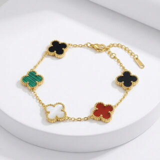 Anti Tarnish Multi Colour Clover Charm Bracelet for Women by Glowviera