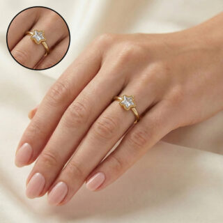 Star Crystal Gold Finger Ring – Anti Tarnish