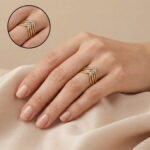 Layered Crystal Chevron Ring – Anti Tarnish