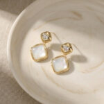 Elegant White Stone Drop Earrings – Anti Tarnish