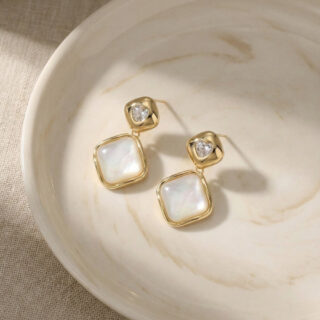 Elegant White Stone Drop Earrings – Anti Tarnish
