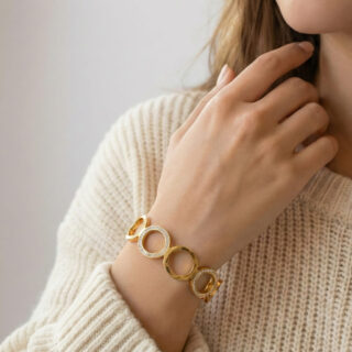 Anti Tarnish Crystal Gold Bangle for Women by Glowviera