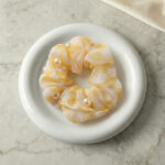 Pastel Yellow & White Check Pearl Scrunchie