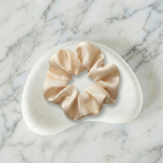 Pearl Ivory Satin Big-Size Scrunchie – Soft Hair Tie