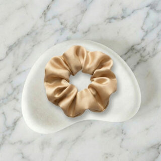 Champagne Gold Satin Big-Size Scrunchie – Soft Hair Tie