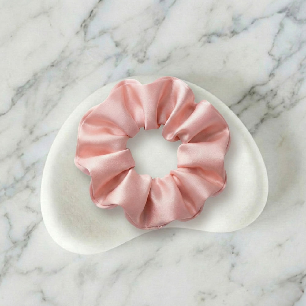 Soft Blush Pink Satin Big-Size Scrunchie – Soft Hair Tie