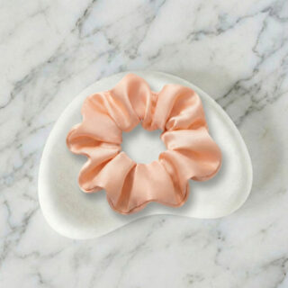 Peach Satin Big-Size Scrunchie – Soft Hair Tie