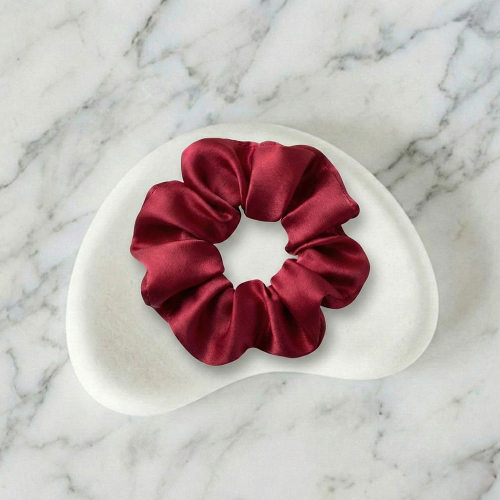 img_20251231203327825_P4U02 | Glowviera.com Deep Maroon Satin Big-Size Scrunchie – Soft Hair Tie
