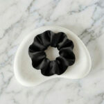 Classic Black Satin Big-Size Scrunchie – Soft Hair Tie
