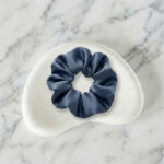 Navy Blue Satin Big-Size Scrunchie – Soft Hair Tie
