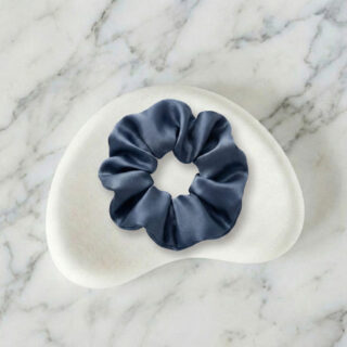 Navy Blue Satin Big-Size Scrunchie – Soft Hair Tie