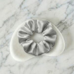 Silver Grey Satin Big-Size Scrunchie – Soft Hair Tie