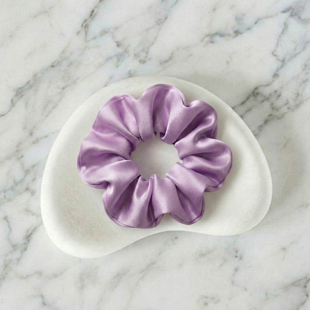 Soft Purple Satin Big-Size Scrunchie – Soft Hair Tie