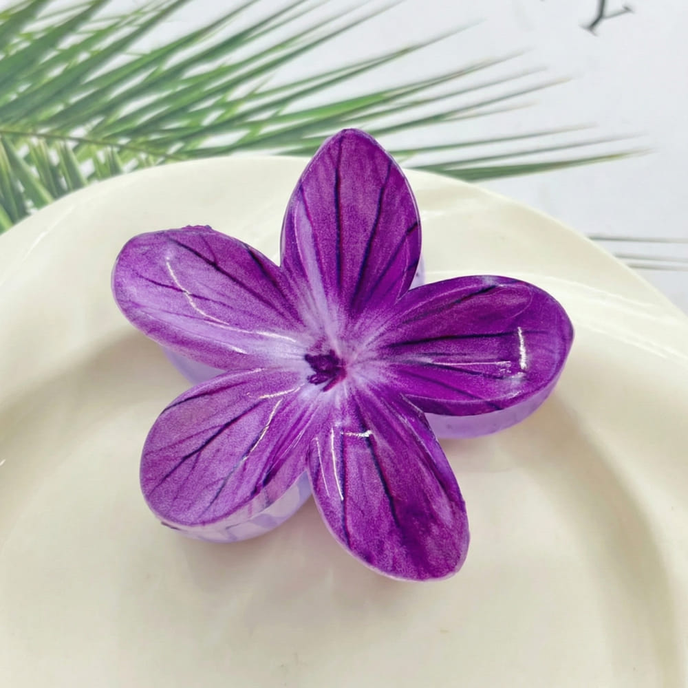 Royal Purple Floral Hair Clip (Large Size) – Elegant Gloss Finish