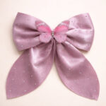 Soft Pink Satin Hair Bow Clip with Butterfly