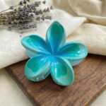 Sea Green Glossy Flower Hair Claw Clip