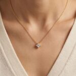 Anti tarnish gold crystal pendant necklace for women