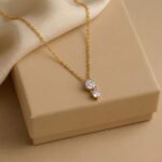 Anti Tarnish Gold Drop Crystal Necklace - Image 2