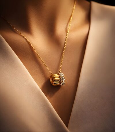 Anti tarnish gold crystal charm necklace for women