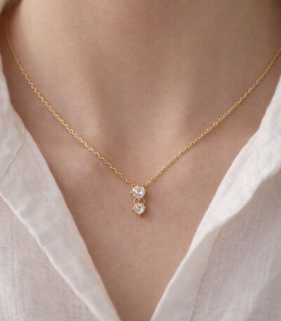 Anti tarnish gold crystal drop necklace for women