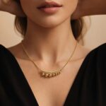 Anti tarnish gold bar pendant necklace for women